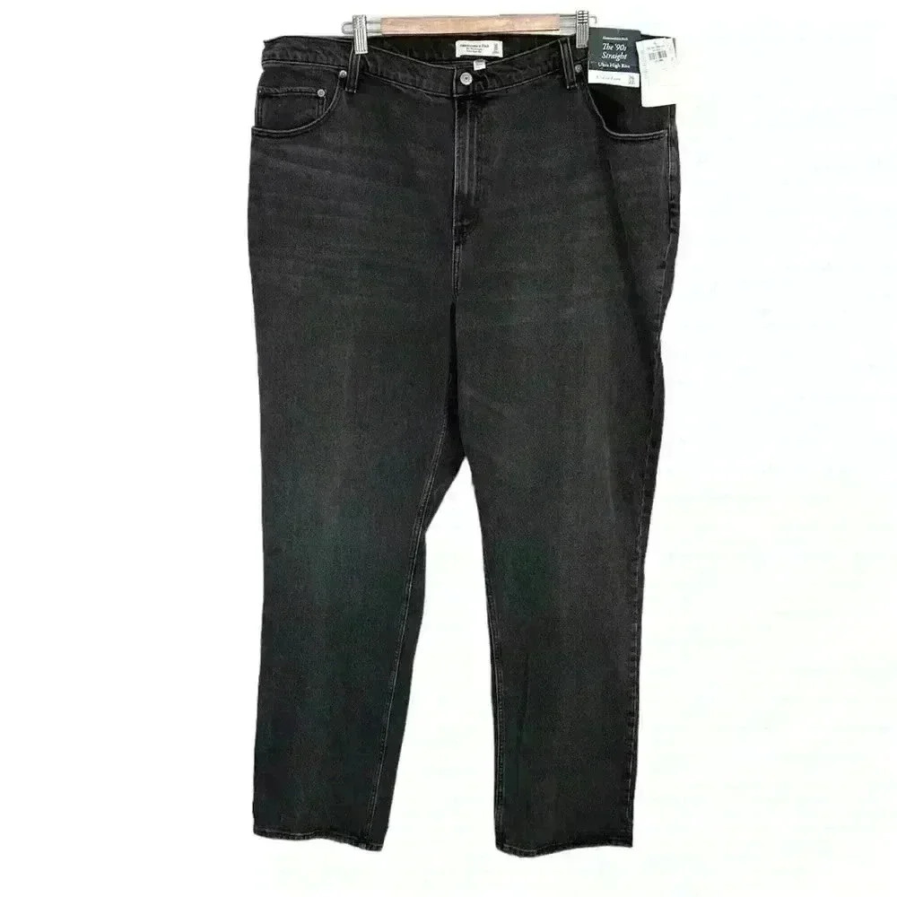 NWT Abercrombie &‎ Fitch 90’s Straight Ultra High Rise Curve | Black | SZ 22L